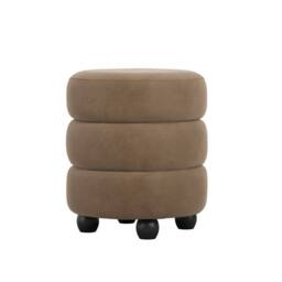 Lemon Pavilion Furniture Emi Pouffe - Velvet/Pine - L43xW43xH49.5 cm - Mole/Black in Brown - thumbnail 2