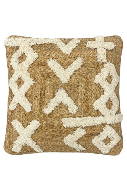 Furn Camfa Braided Tufted Jute Cushion in Natural - Size: 45 cm x 45 cm - image 1
