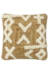 Furn Camfa Braided Tufted Jute Cushion in Natural - Size: 45 cm x 45 cm - thumbnail 1