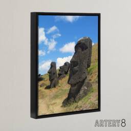 "Artery8 Moai Stone Statues of Easter Island Framed Canvas Wall Art Print - Size: W12"" x H16""" - thumbnail 2