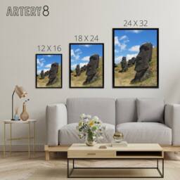 "Artery8 Moai Stone Statues of Easter Island Framed Canvas Wall Art Print - Size: W12"" x H16""" - thumbnail 4