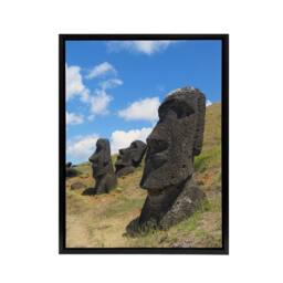 "Artery8 Moai Stone Statues of Easter Island Framed Canvas Wall Art Print - Size: W12"" x H16""" - thumbnail 1
