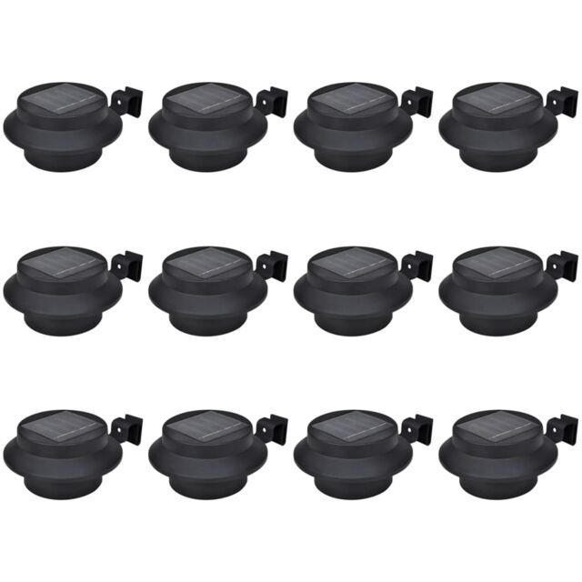 Berkfield Home Outdoor Solar Fence Lamps 12 pcs LED Black - image 1