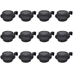 Berkfield Home Outdoor Solar Fence Lamps 12 pcs LED Black - thumbnail 1