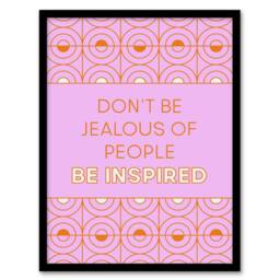 Artery8 Don't Be Jealous Be Inspired Pink Art Deco Design Framed Art Print - Size: A4 - thumbnail 1
