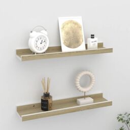 Berkfield Home Wall Shelves 2 pcs White & Sonoma Oak 40x9x3 cm - Size: 40 x 9 x 3 cm