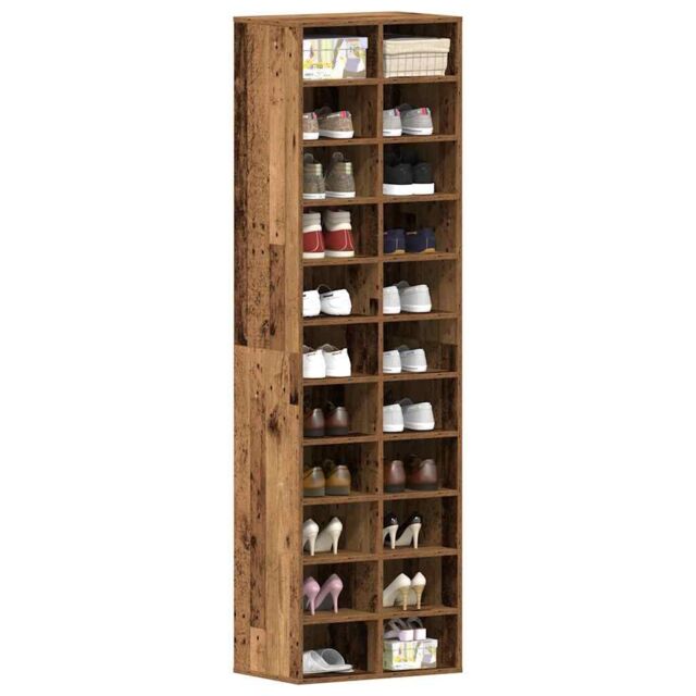 Berkfield Home Shoe Cabinet Old Wood 54x34x183 cm Engineered Wood in Brown - Size: 54 x 34 x 183 cm - image 1