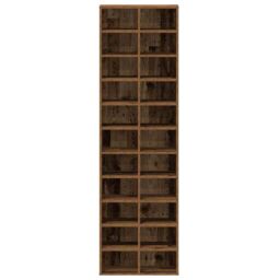 Berkfield Home Shoe Cabinet Old Wood 54x34x183 cm Engineered Wood in Brown - Size: 54 x 34 x 183 cm - thumbnail 5