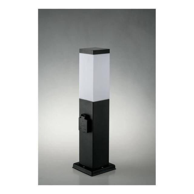 Netlighting Station Outdoor Stainless Steel Power Supply Bollard Black IP44 E27