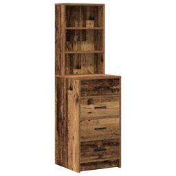 Berkfield Home Traditional 3-Piece Dressing Table Set with LED in Old Wood Finish in Brown - thumbnail 6