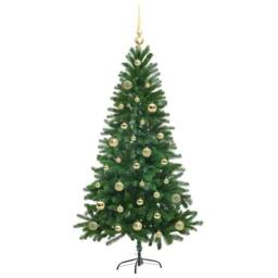 Berkfield Home Realistic Christmas Tree with 150 LEDs with Stand Green 150 cm PE - thumbnail 4