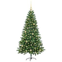 Berkfield Home Realistic Christmas Tree with 150 LEDs with Stand Green 150 cm PE - thumbnail 1