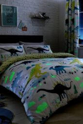 Bedlam 'Dino' Jurassic Glow in the Dark Fun Kids Duvet Cover Set - Size: Single - thumbnail 2