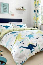 Bedlam 'Dino' Jurassic Glow in the Dark Fun Kids Duvet Cover Set - Size: Single - thumbnail 1