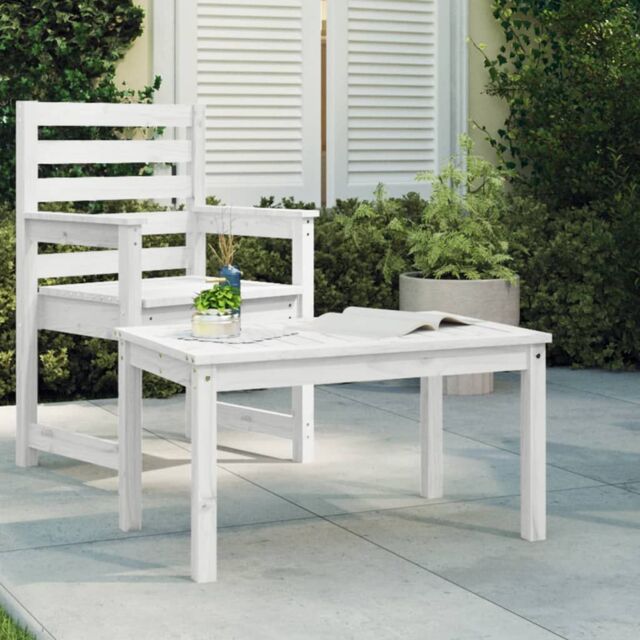 Berkfield Home Garden Table White 82.5x50.5x45 cm Solid Wood Pine - image 1