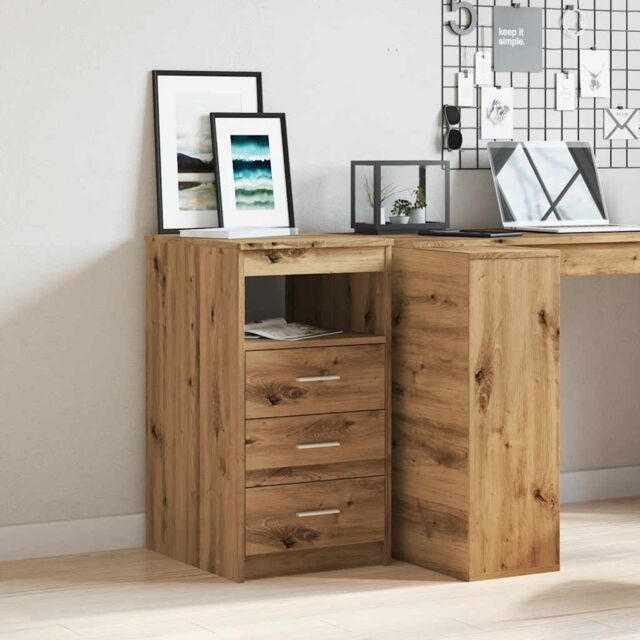 Berkfield Home Drawer Cabinet Artisan Oak 40x50x76 cm Engineered Wood in Brown - Size: 40 x 50 x 76 cm - image 1