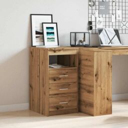 Berkfield Home Drawer Cabinet Artisan Oak 40x50x76 cm Engineered Wood in Brown - Size: 40 x 50 x 76 cm - thumbnail 3
