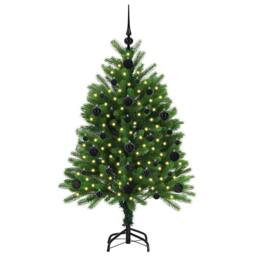 Berkfield Home Realistic Christmas Tree with 150 LEDs with Stand Green 120 cm PE - thumbnail 1