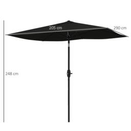 OUTSUNNY 2 x 3(m) Garden Parasol Rectangular Market Umbrella w/ Crank in Black - thumbnail 3