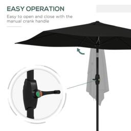OUTSUNNY 2 x 3(m) Garden Parasol Rectangular Market Umbrella w/ Crank in Black - thumbnail 5
