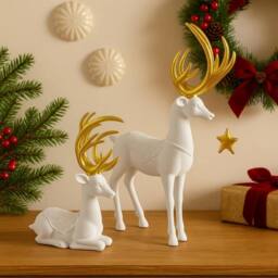 Marco Paul Christmas Set of 2 Reindeer Ornaments in White - Size: 100g - thumbnail 5
