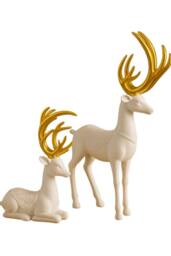 Marco Paul Christmas Set of 2 Reindeer Ornaments in White - Size: 100g - thumbnail 2