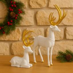 Marco Paul Christmas Set of 2 Reindeer Ornaments in White - Size: 100g - thumbnail 3