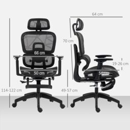 HOMCOM Ergonomic Office Chair Swivel Computer Chair with 3D Armrest Black - thumbnail 3