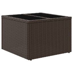 Berkfield Home Garden Table with Glass Top Brown 55x55x37 cm Poly Rattan - Size: 55 x 55 x 37 cm - thumbnail 6