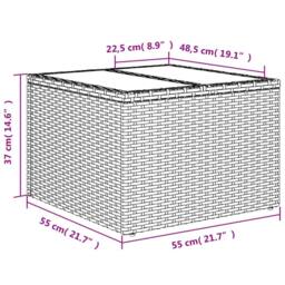 Berkfield Home Garden Table with Glass Top Brown 55x55x37 cm Poly Rattan - Size: 55 x 55 x 37 cm - thumbnail 9