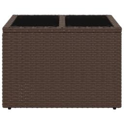Berkfield Home Garden Table with Glass Top Brown 55x55x37 cm Poly Rattan - Size: 55 x 55 x 37 cm - thumbnail 4