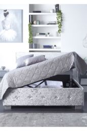 Aspire Side Opening Ottoman Storage in Grey Crushed Velvet - Size: King - thumbnail 2