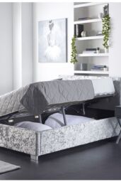 Aspire Side Opening Ottoman Storage in Grey Crushed Velvet - Size: King - thumbnail 4