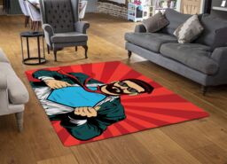 Benjamin Tate Design Strong Businessman In Glasses In Comic Style. Success Concept Designer Rug in Natural - Size: Large - thumbnail 2