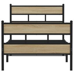 Berkfield Home Metal Bed Frame without Mattress Sonoma Oak 90x200 cm in Brown - thumbnail 4