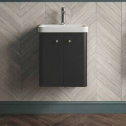 Balterley Wall Hung 2 Door Vanity Unit with Ceramic Sink Dark Grey 500mm - thumbnail 8