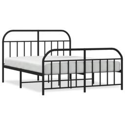 Berkfield Home Metal Bed Frame with Headboard & Footboard Black 160x200 cm - thumbnail 1
