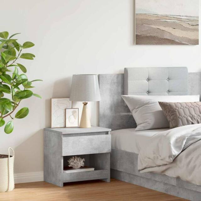 Berkfield Home Elegant Bedside Cabinet Concrete Grey 40x30x39 cm Engineered Wood - Size: 40 x 30 x 39 cm - image 1