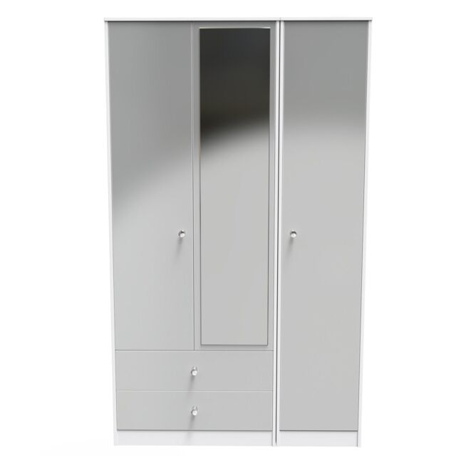 Ready Assembled 2 U Taunton Triple Mirror Wardrobe with 2 Drawers (Ready Assembled) in White - image 1