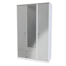 Ready Assembled 2 U Taunton Triple Mirror Wardrobe with 2 Drawers (Ready Assembled) in White - thumbnail 3