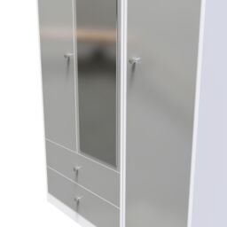 Ready Assembled 2 U Taunton Triple Mirror Wardrobe with 2 Drawers (Ready Assembled) in White - thumbnail 4