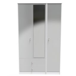 Ready Assembled 2 U Taunton Triple Mirror Wardrobe with 2 Drawers (Ready Assembled) in White - thumbnail 1