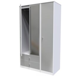 Ready Assembled 2 U Taunton Triple Mirror Wardrobe with 2 Drawers (Ready Assembled) in White - thumbnail 5