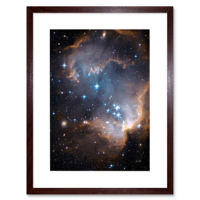 Artery8 Wall Art Print Hubble Space Astronomy Observations Infant Stars Small Magellanic Cloud Galaxy Bright Blue Glowing Star Cluster NGC 602 Nebula - image 1