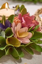 Dibor Set of 2 Floral Colourful Table Decoration Candle Holders Dia16cm - Size: Small - thumbnail 5