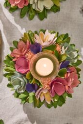 Dibor Set of 2 Floral Colourful Table Decoration Candle Holders Dia16cm - Size: Small - thumbnail 3