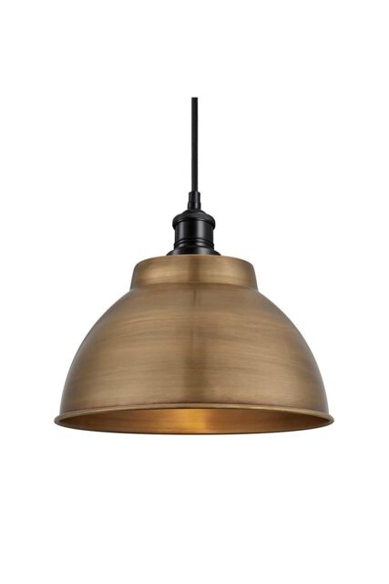 Industville Brooklyn Dome Pendant, 13 Inch, Brass, Black Holder in Bronze - image 1