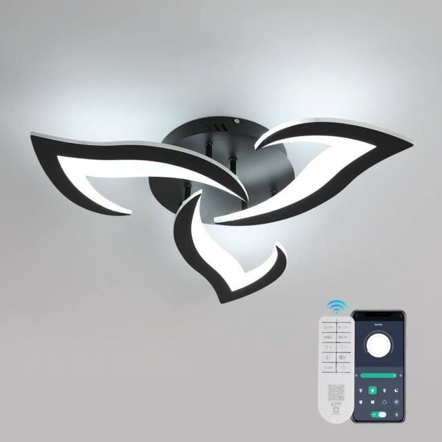 Goeco Ceiling Light LED Dimmable, Flowers Ceiling Lamp Bedroom, 35W, Blcak in Black - image 1