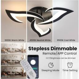Goeco Ceiling Light LED Dimmable, Flowers Ceiling Lamp Bedroom, 35W, Blcak in Black - thumbnail 2