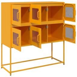 Berkfield Home Sideboard Mustard Yellow 100.5x39x107 cm Cold-rolled Steel - thumbnail 6